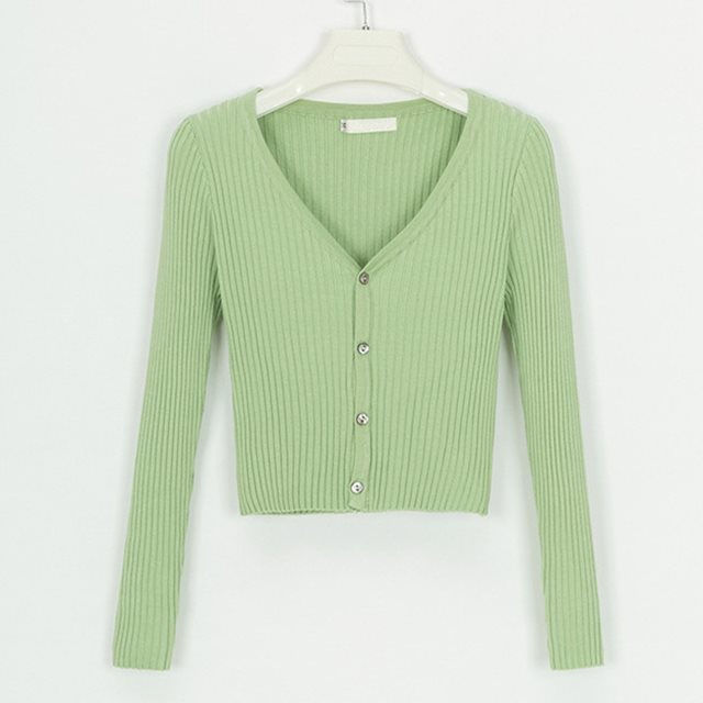 Vera Slim Knit Cardigan — Green