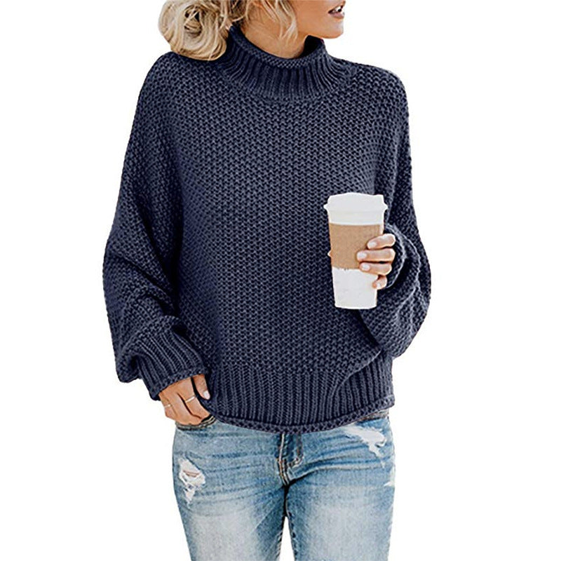 Romy Turtleneck Knit Sweater — Tibetan blue