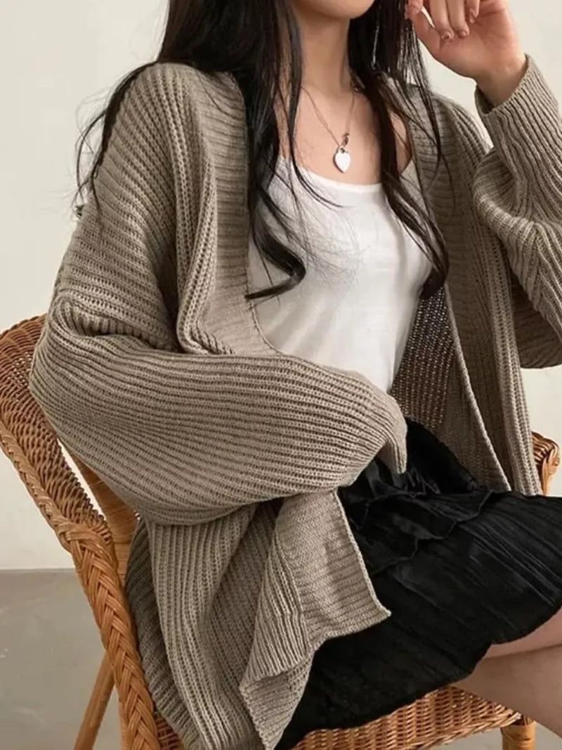 Open Front Oversized Knit Cardigan 8