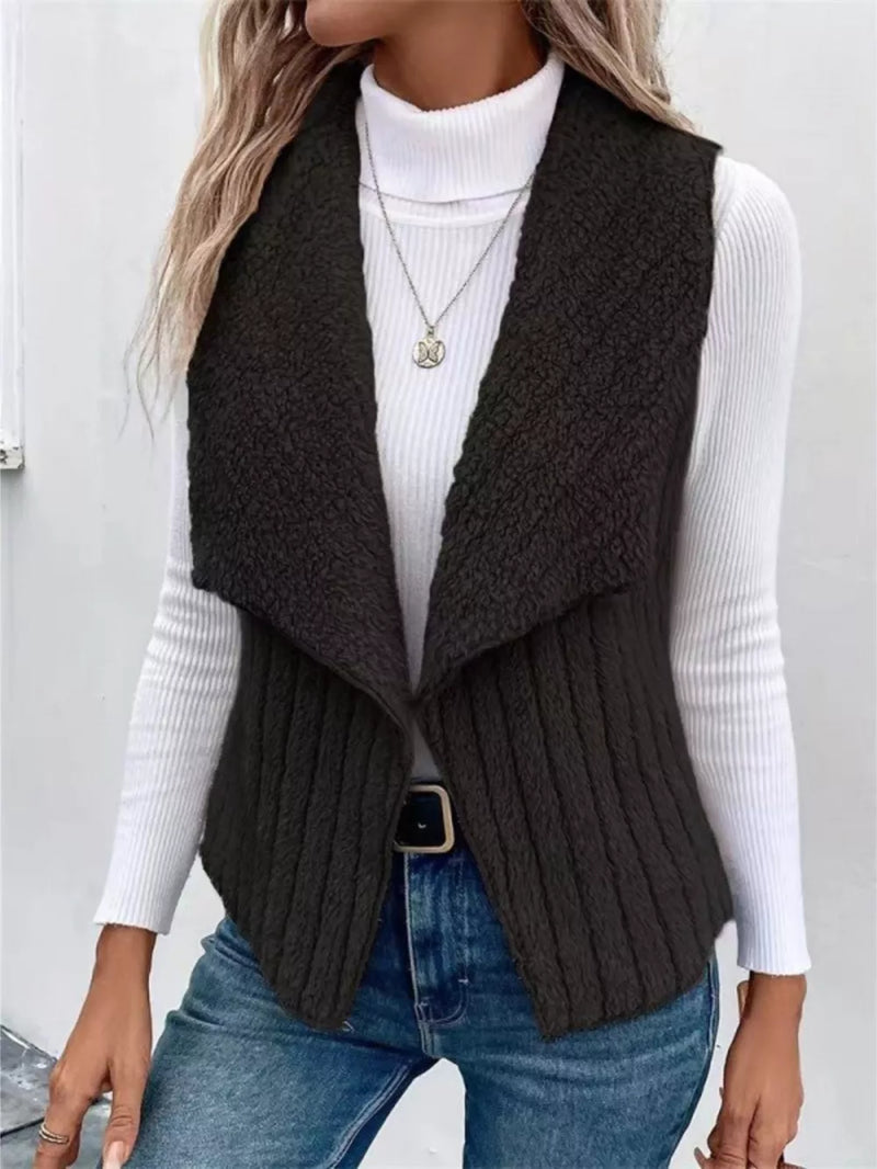 Cozy Fleece Open Front Vest Coat 4