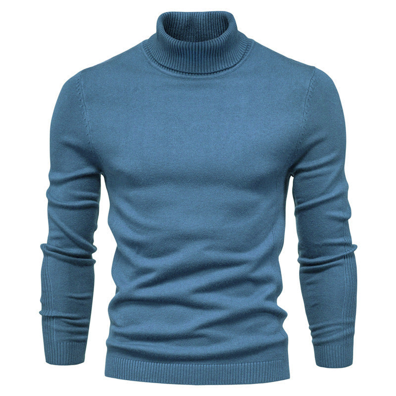 Grey Turtleneck Sweater — Fog Blue