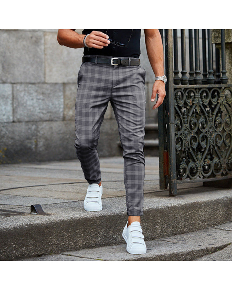 Milo Plaid Casual Trousers — Dark Grey