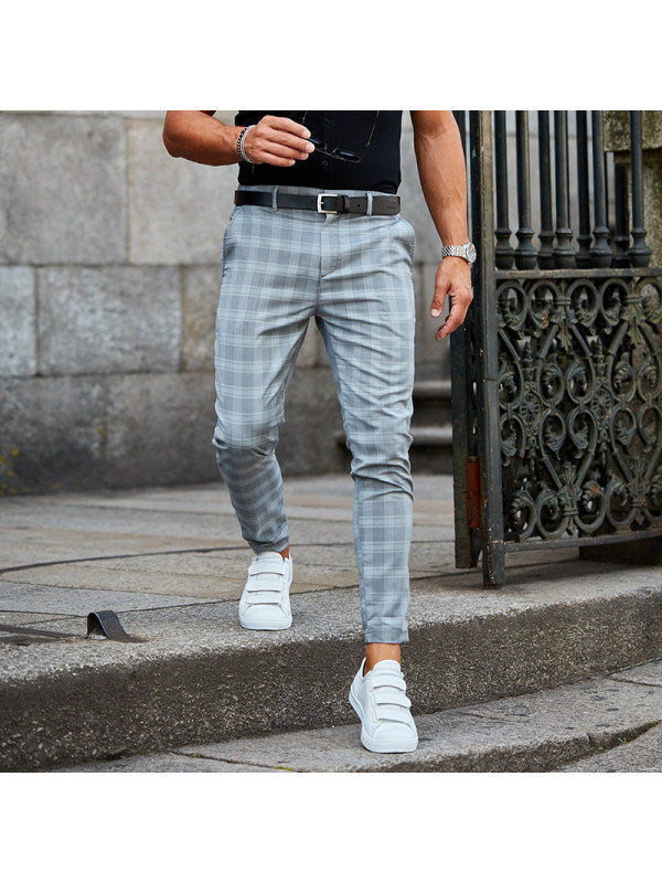 Milo Plaid Casual Trousers — Grey