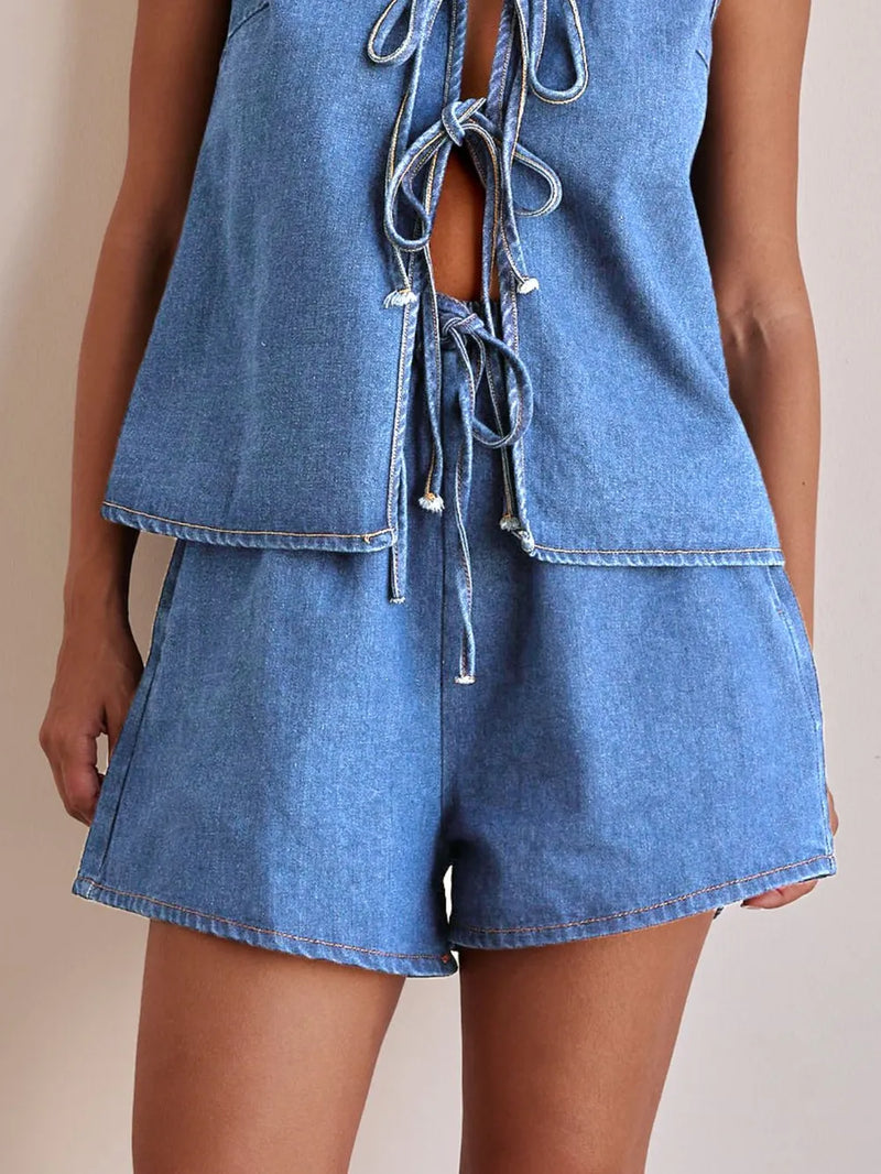 Elastic Waist Denim Shorts 5