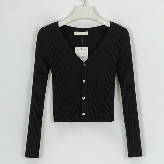 Vera Slim Knit Cardigan — Black