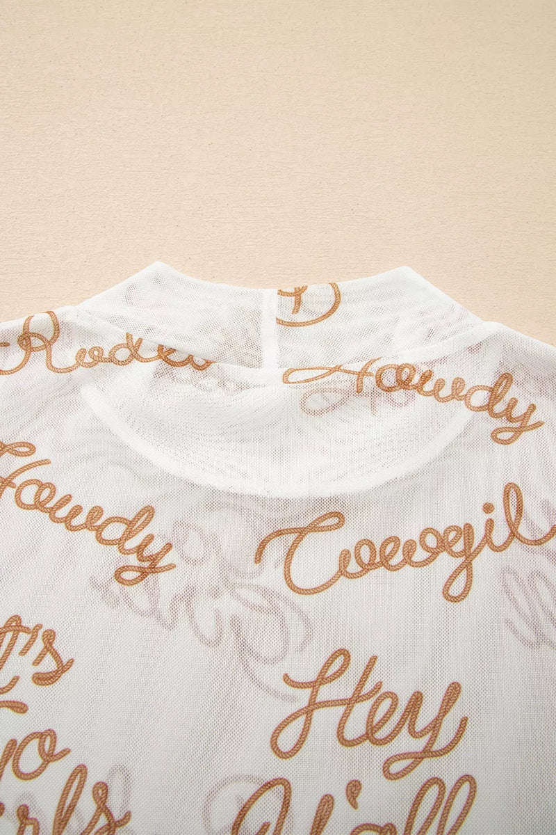 Howdy Hey Yall Mesh High Neck Long Sleeve Top 6