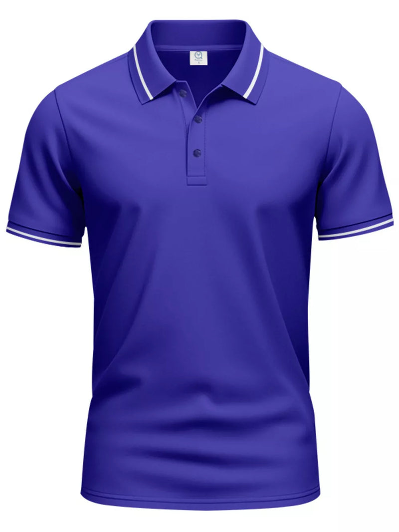 Men's Full Size Contrast Trim Short Sleeve Polo Plus Size 3