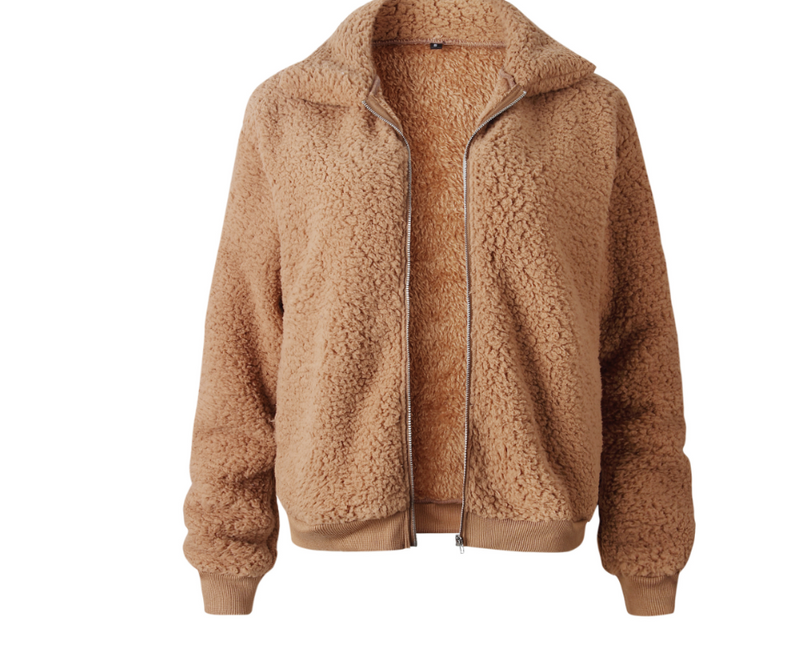 Olive Velvet Collar Jacket — Camel