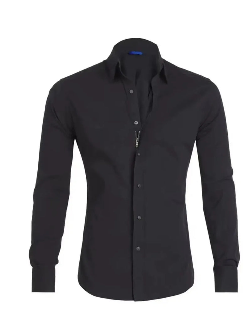 Men's Full Size Classic Button-Down Long Sleeve Business Shirt Plus Size 3