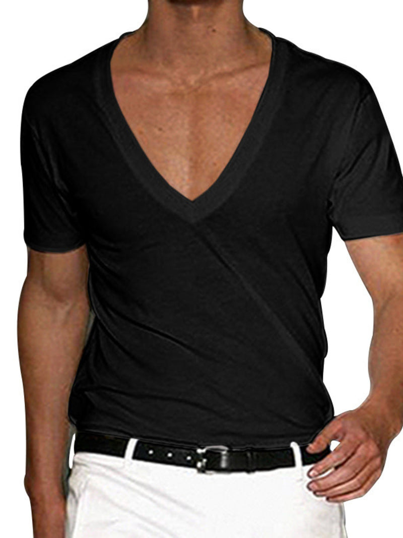Men's Plus Size Deep V-Neck Slim Fit T-Shirt 2