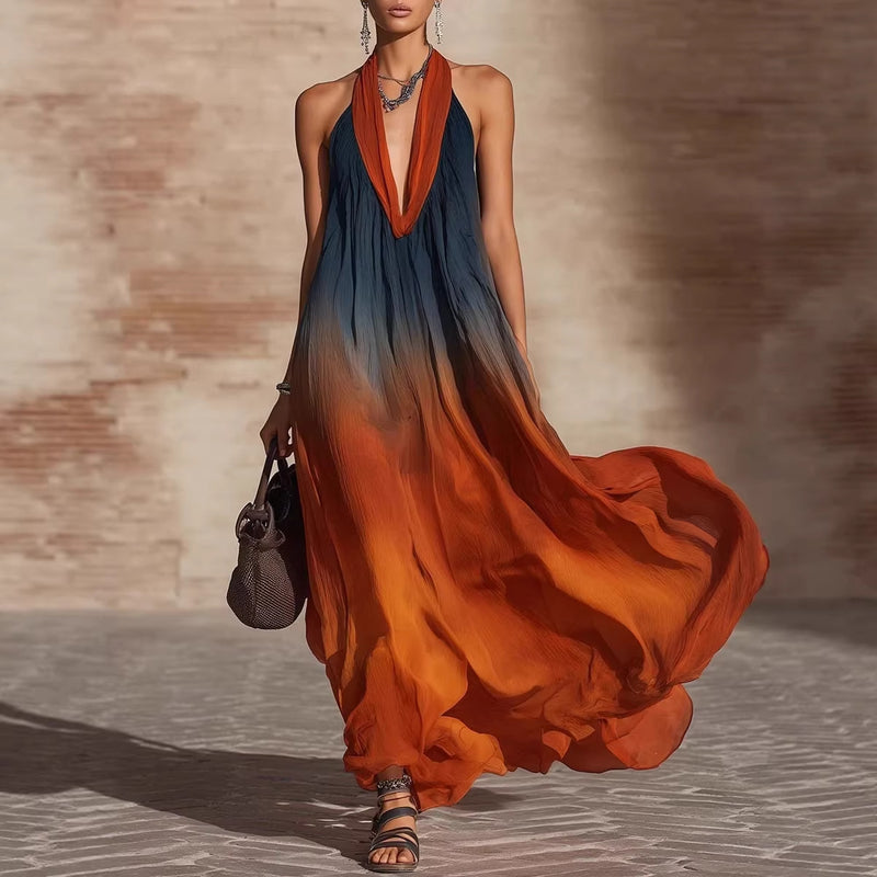 Sunset Ombre Halter Maxi