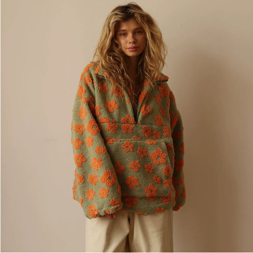 Mabel Floral Fleece Pullover — No 2color