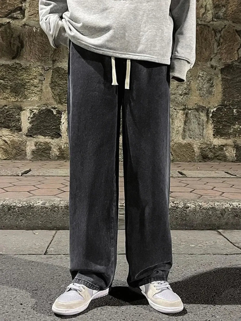 Men's Full Size Drawstring Wide Leg Jeans Plus Size 1