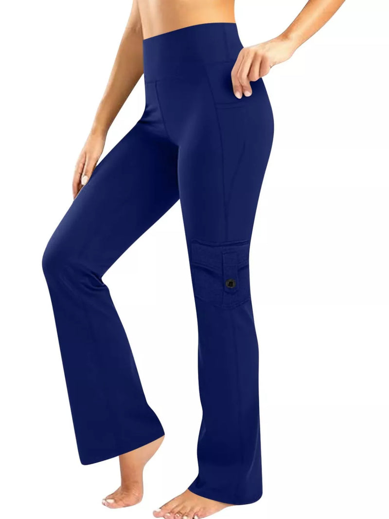 High-Waisted Yoga Pants with Pockets | Hazel & June Blue
