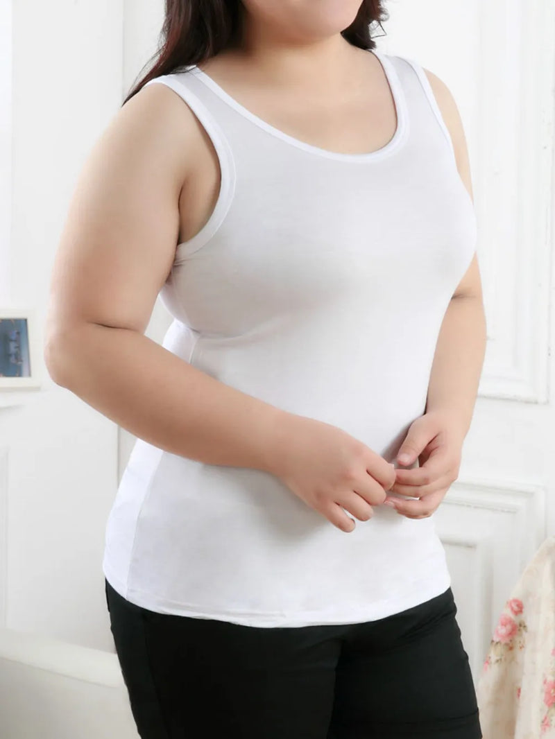 Solid Color Scoop Neck Tank Top | Hazel & June White Tank