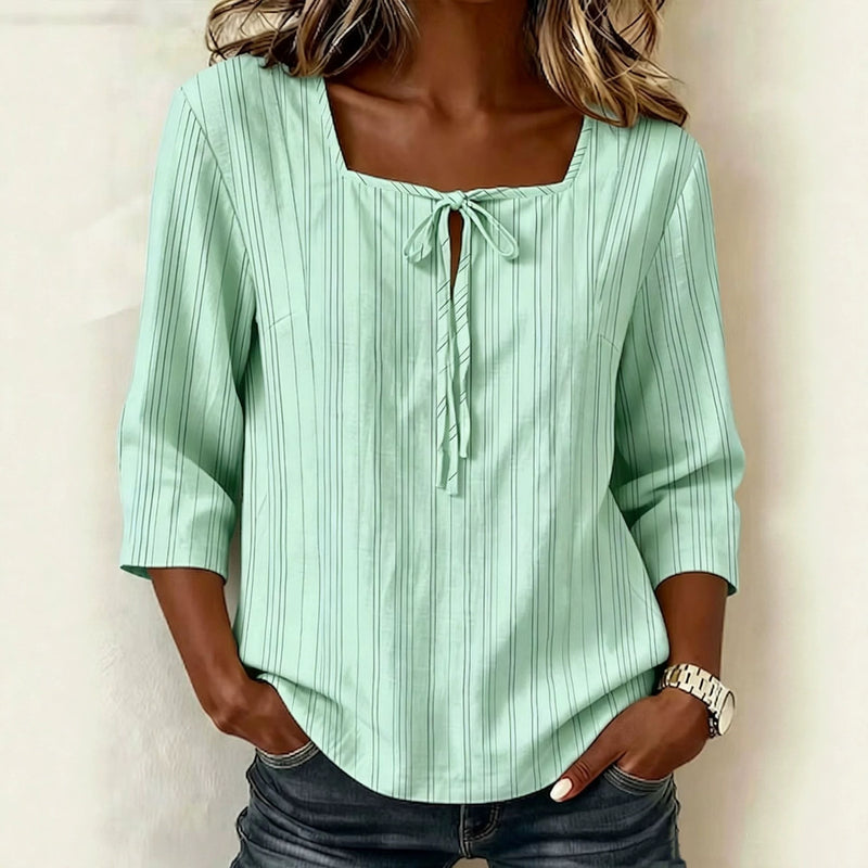 Loose-fit Casual Printed Lace-up Square-neck W 2