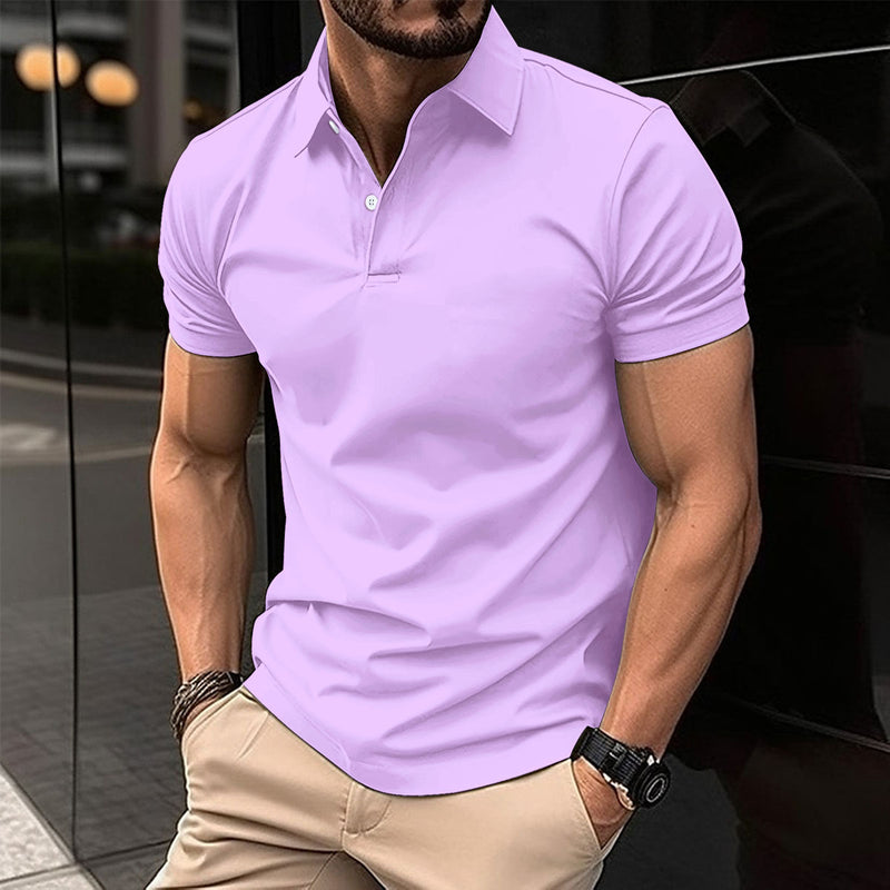 Forest Button Polo Shirt — Light Purple