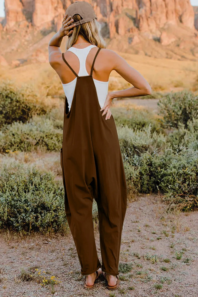 Double Take Full Size V-Neck Sleeveless Jumpsuit with Pockets 2