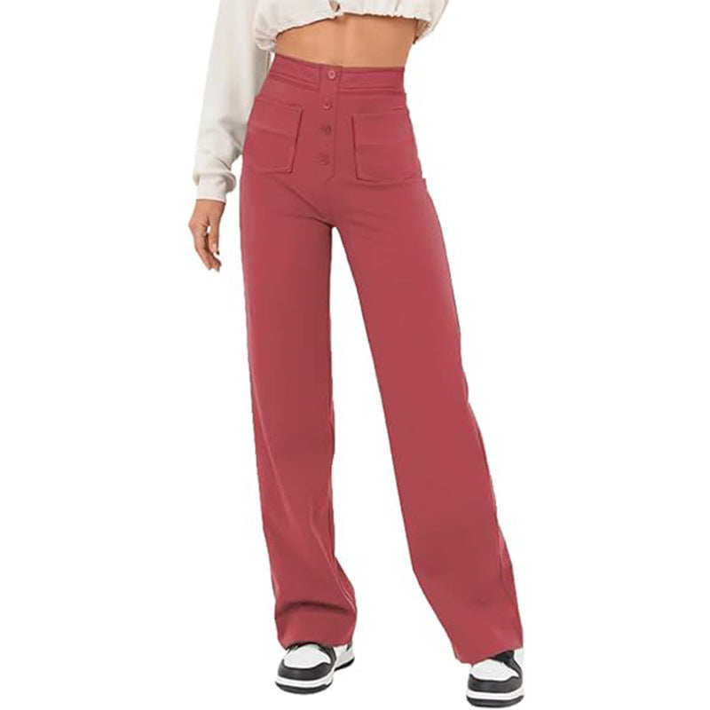 Zadie High Waist Wide Leg Pants — Red