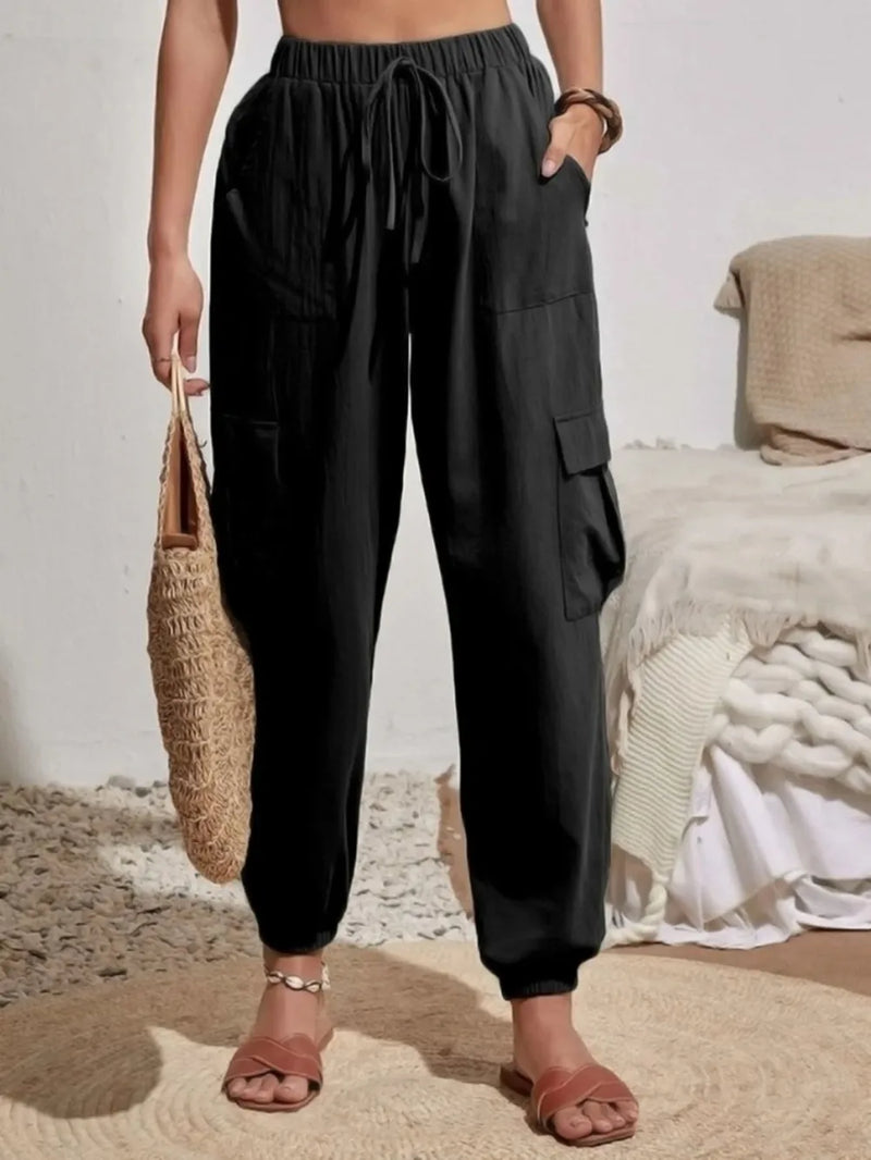 Drawstring Joggers with Cargo Pockets 4