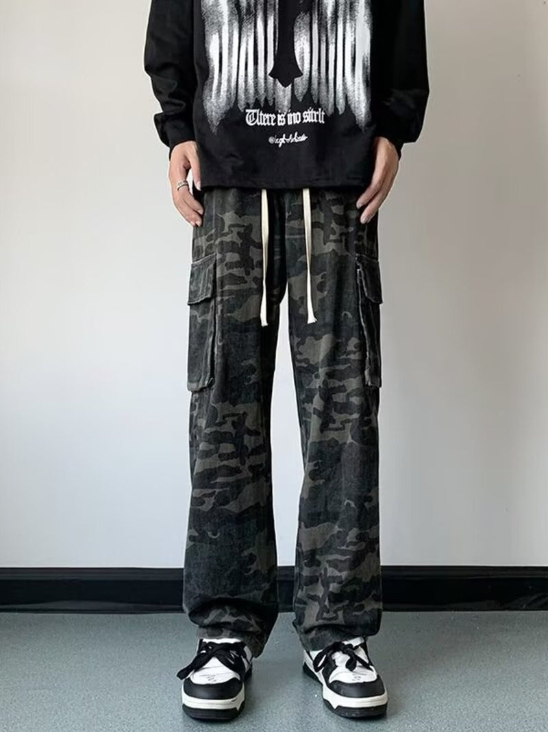Men's Full Size Camouflage Wide Leg Cargo Jeans Plus Size 5