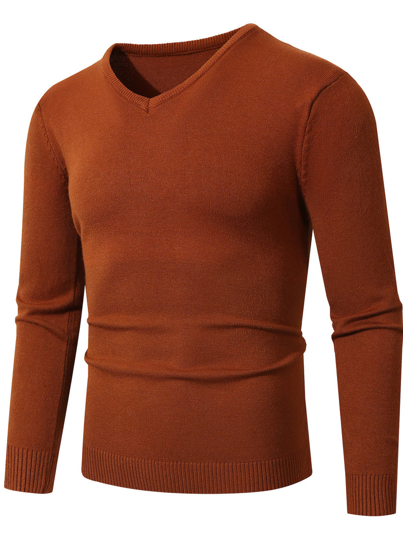 Men's Plus Size Ribbed Hem Long Sleeve Sweater | Hazel & June Caramel Color