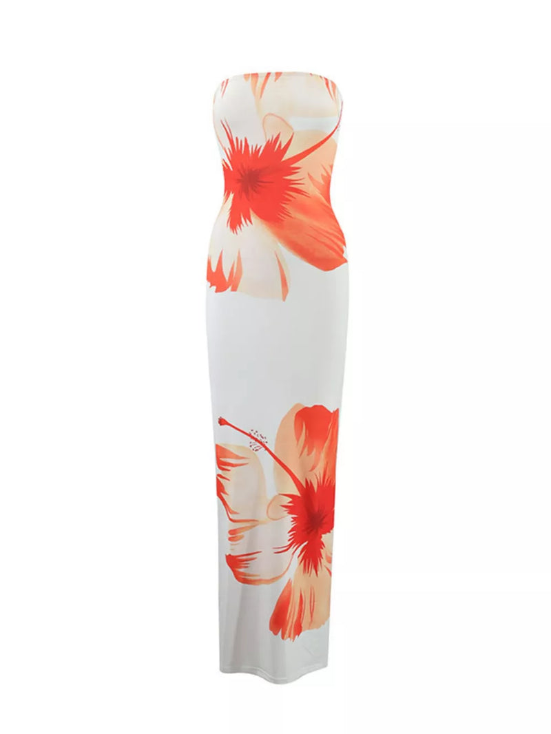 Floral Print Strapless Bodycon Maxi Dress 5
