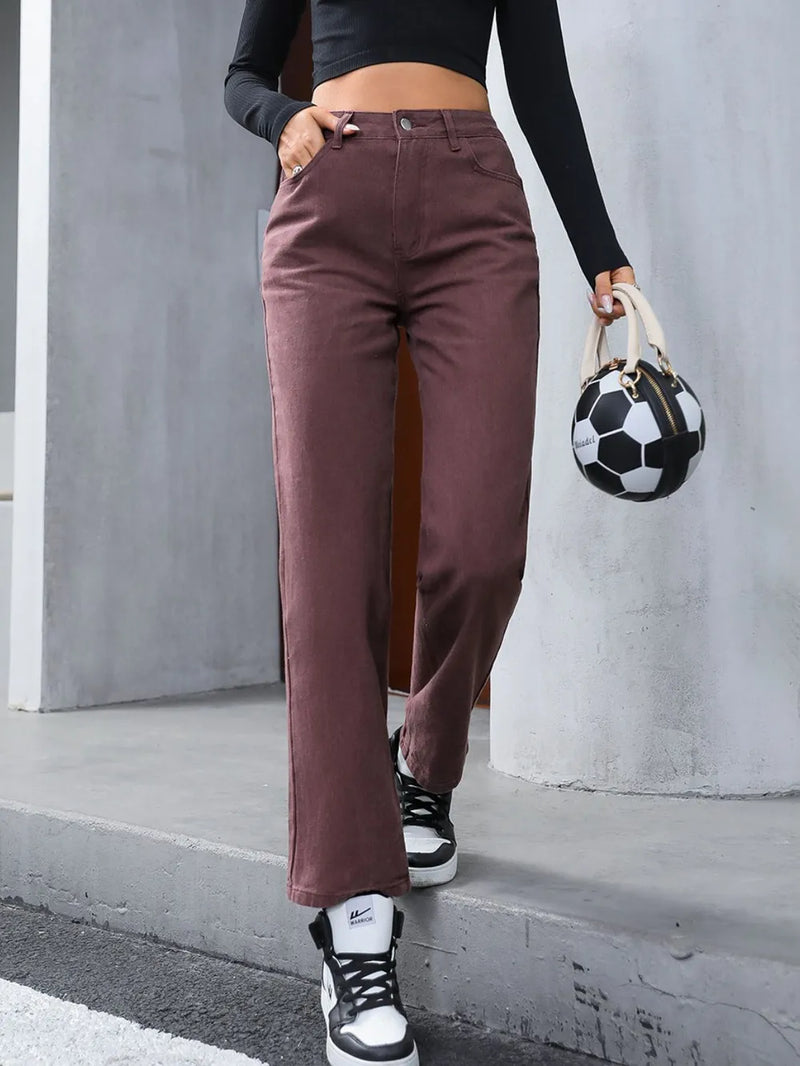 Straight Leg Jeans with Pockets 5