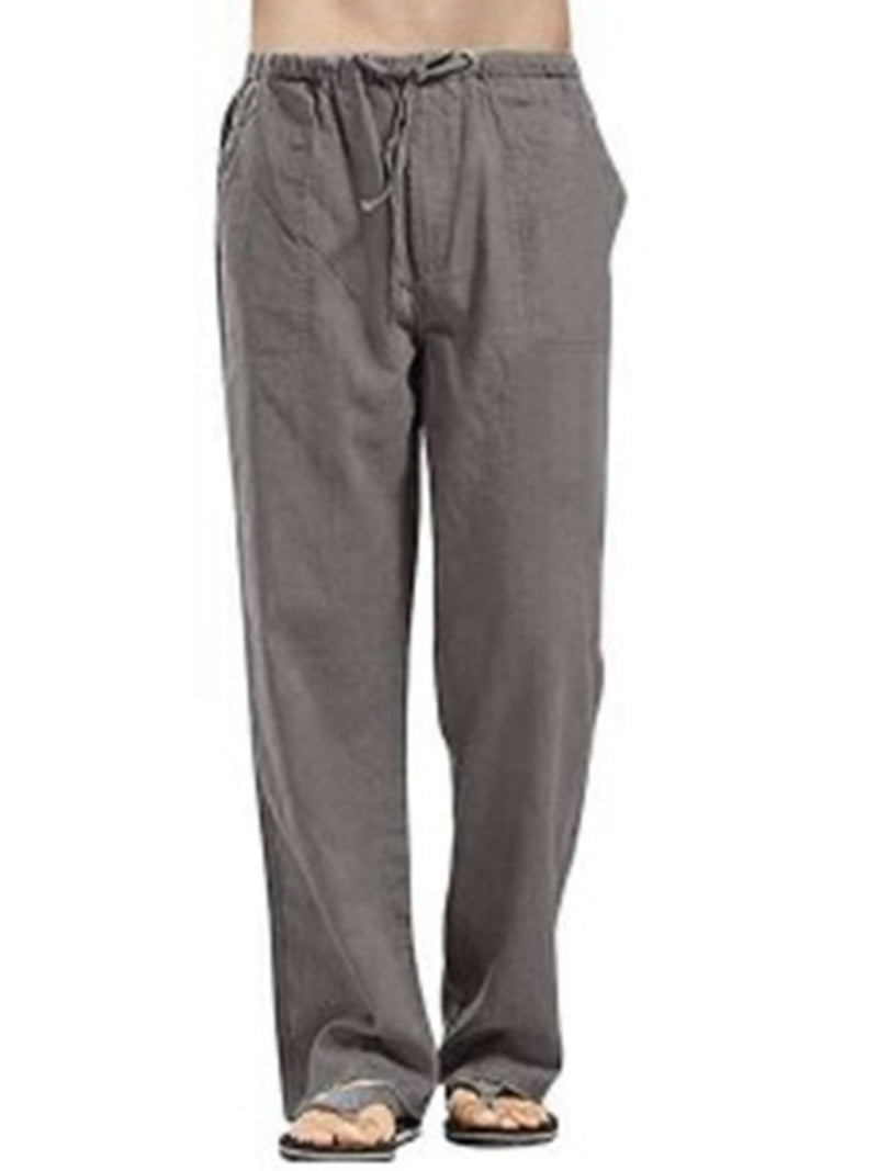 Men's Full Size Drawsting Straight Leg Pants Plus Size Dark Gray