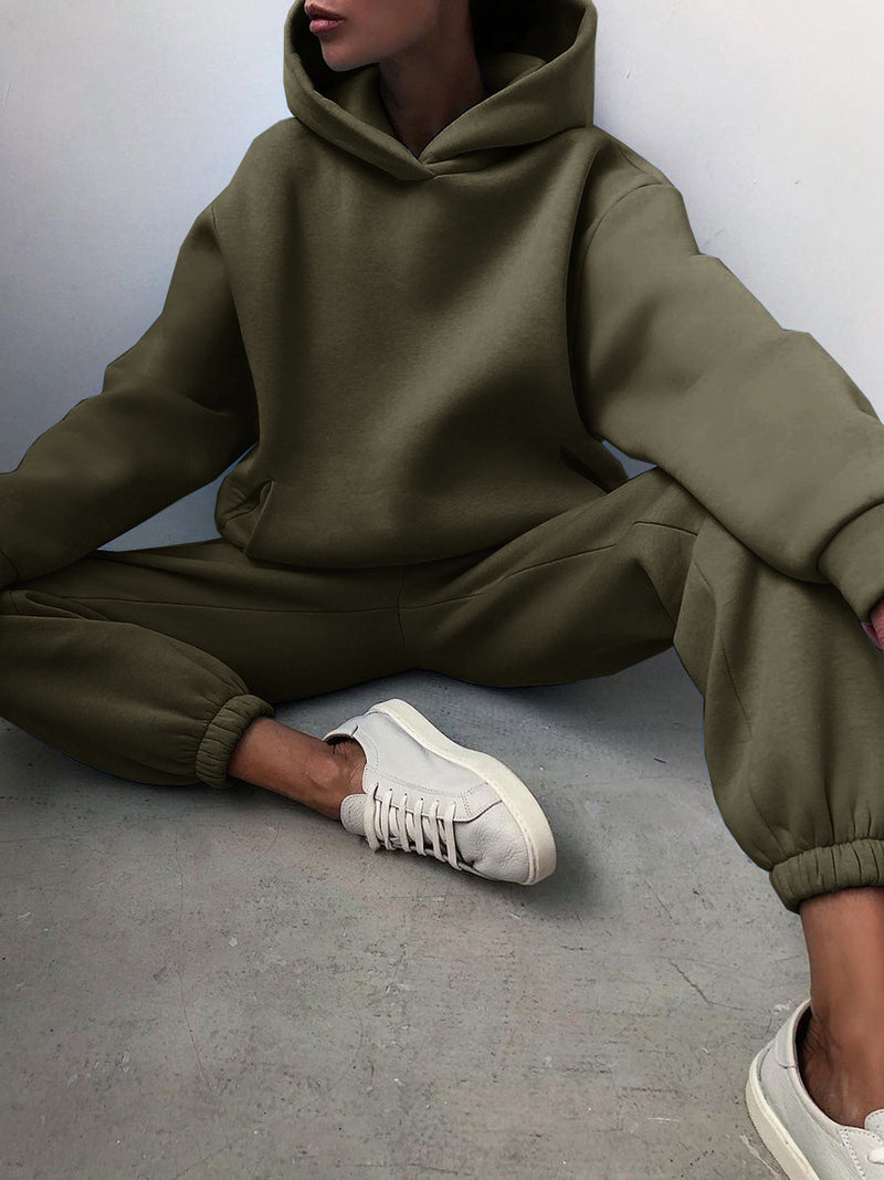 Mira Hooded Lounge Set — Army green
