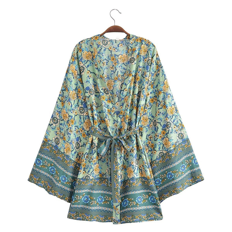 Sage Floral Paisley Boho Kimono 2