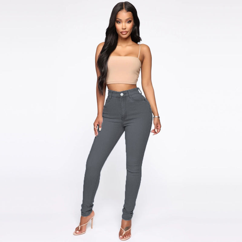 Harper High-Waist Pocket Jeans — Gray