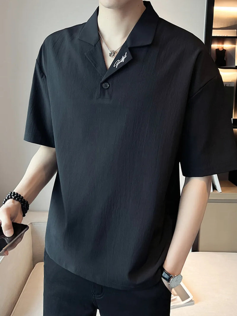 Men's Plus Size Short Sleeve Polo Shirt with Embroidered Detail 3