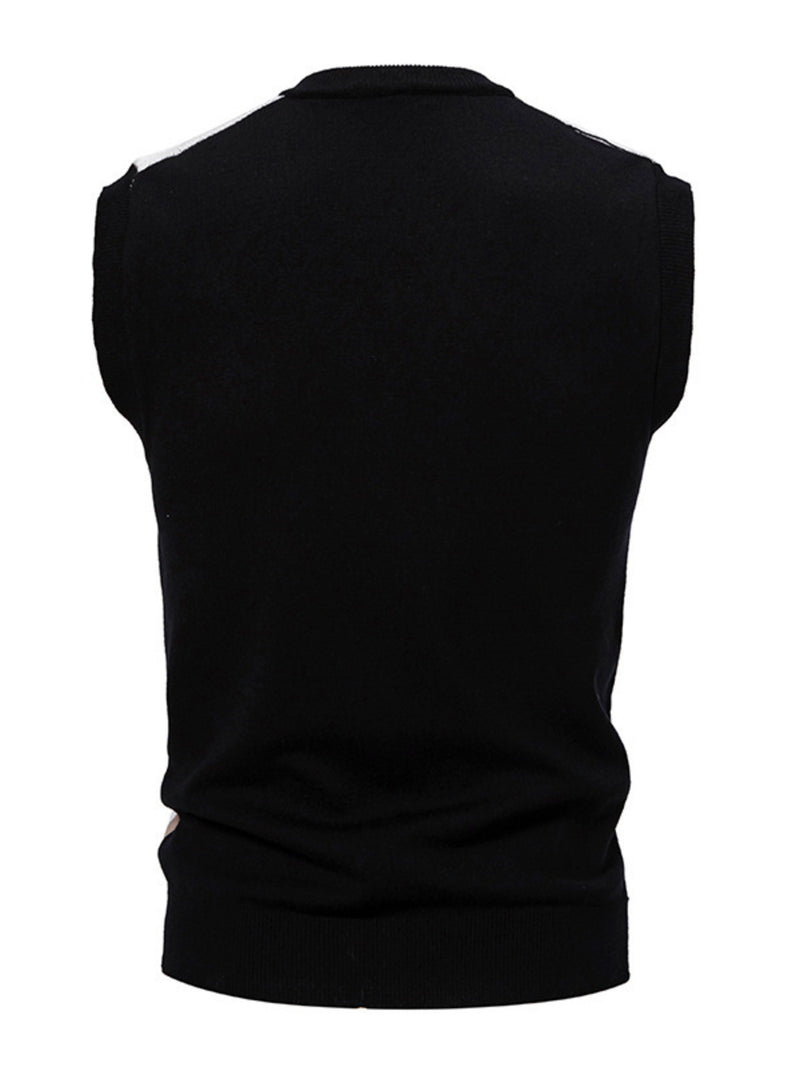 Men's Plus Size Diamond Pattern V-Neck Sweater Vest 2