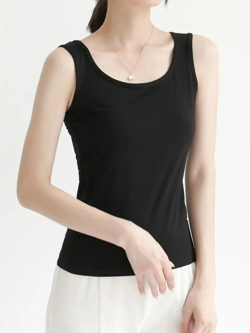 Scoop Neck Wide Strap Tank | Hazel & June Black