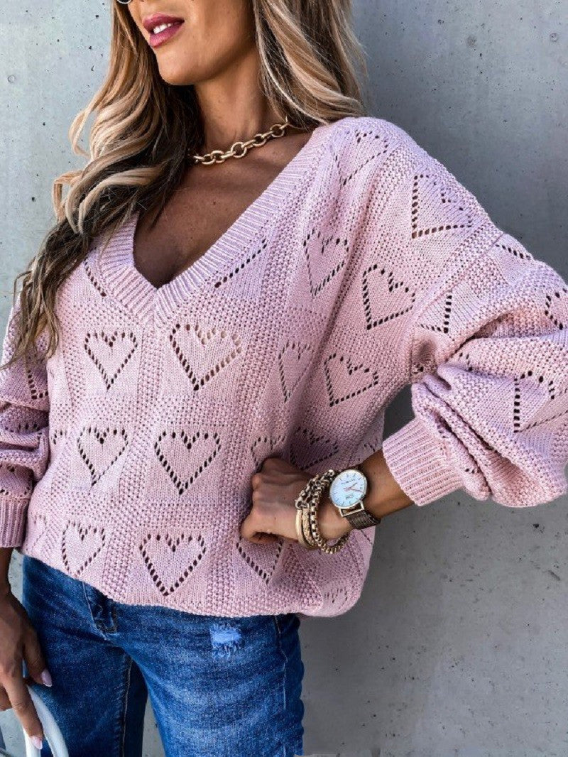 Willow Openwork Knit Top — Pink