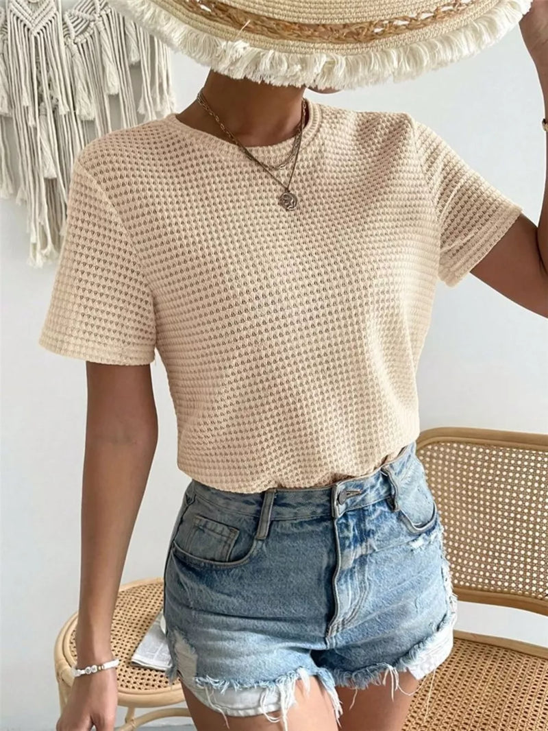Waffle Knit Short Sleeve T-Shirt 6