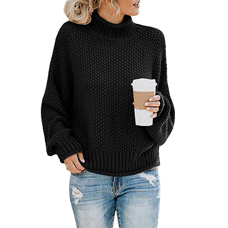Romy Turtleneck Knit Sweater — Black