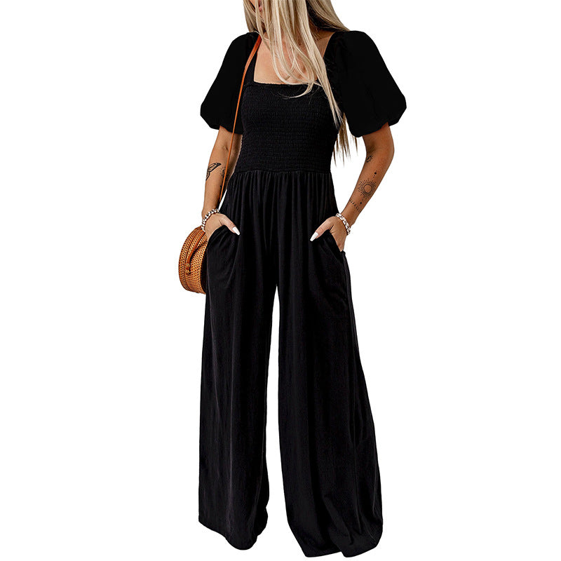 Kieran Square Collar Jumpsuit in Black