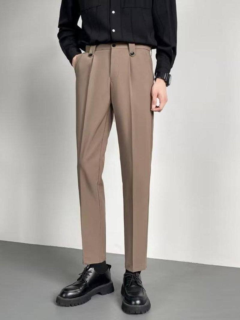 Men's Slim Fit Ankle-Length Dress Pants | Hazel & June Taupe
