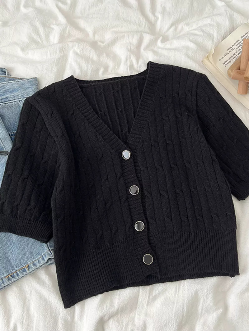 Texture Knit Button Down Cardigan 1
