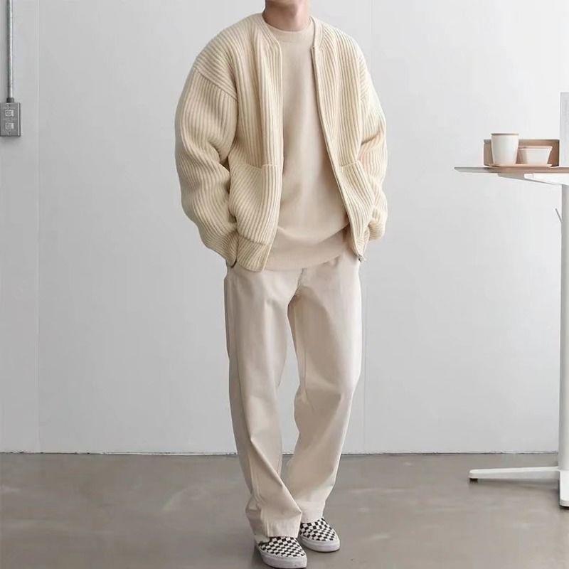 Hugo Zip Knit Cardigan — Apricot