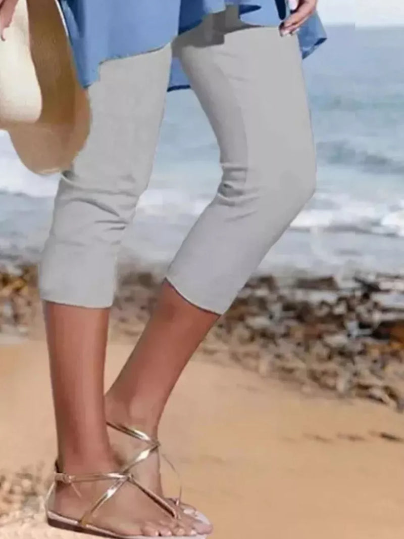 Full Size Cropped Casual Leggings Plus Size | Hazel & June Light Gray