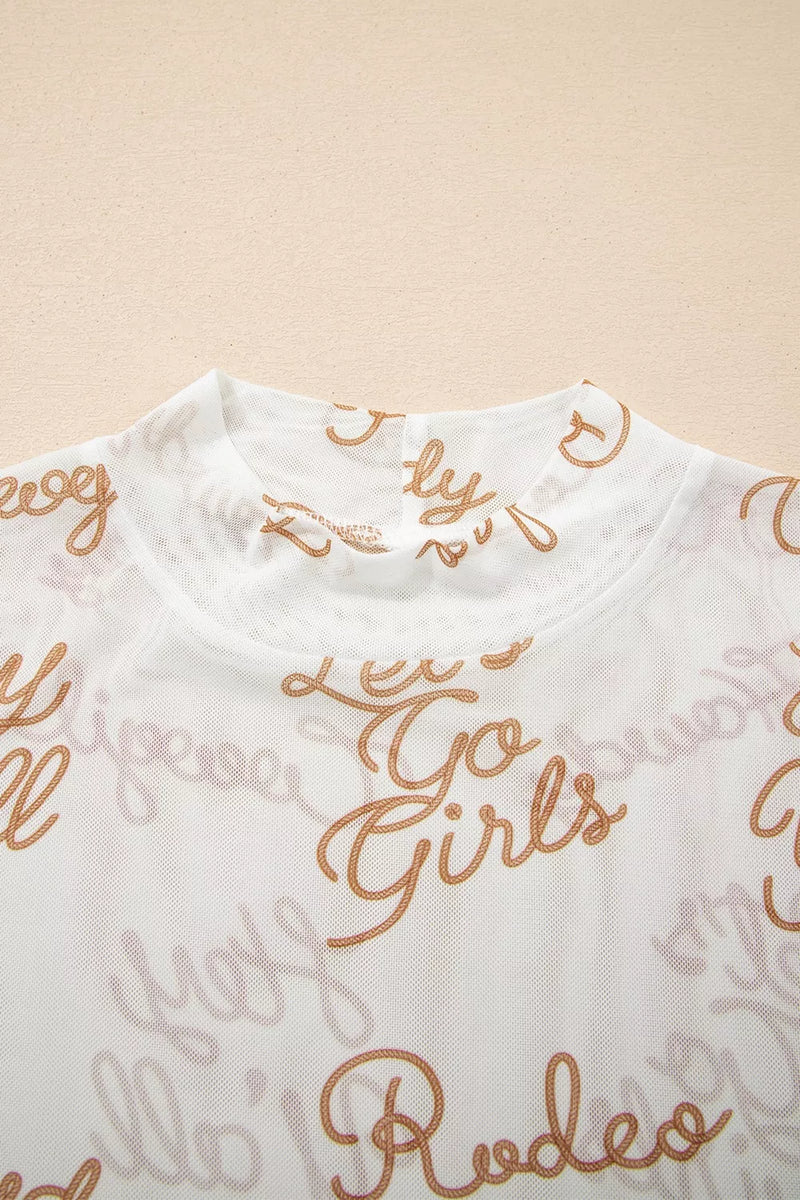 Howdy Hey Yall Mesh High Neck Long Sleeve Top 4