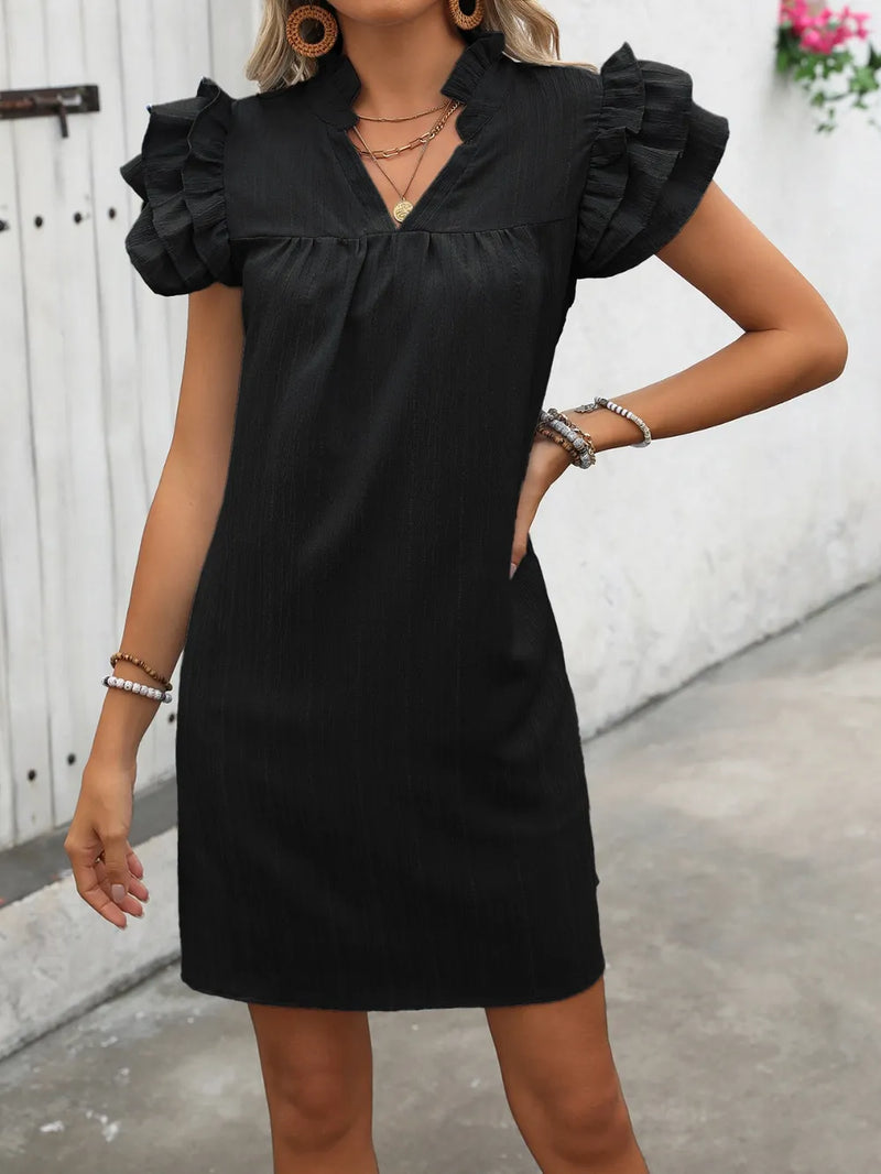 Ivy Lane Ruffled Notched Cap Sleeve Mini Dress 8