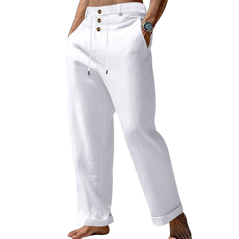 Cotton-Linen Straight Chinos 5