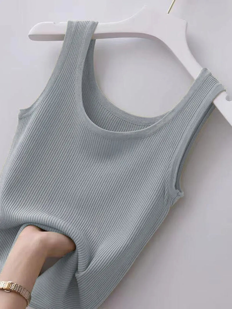 Plus Size Ribbed Knit Scoop Neck Tank Top 5