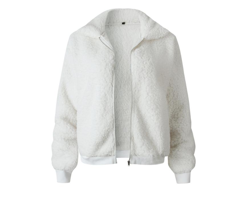 Olive Velvet Collar Jacket — White