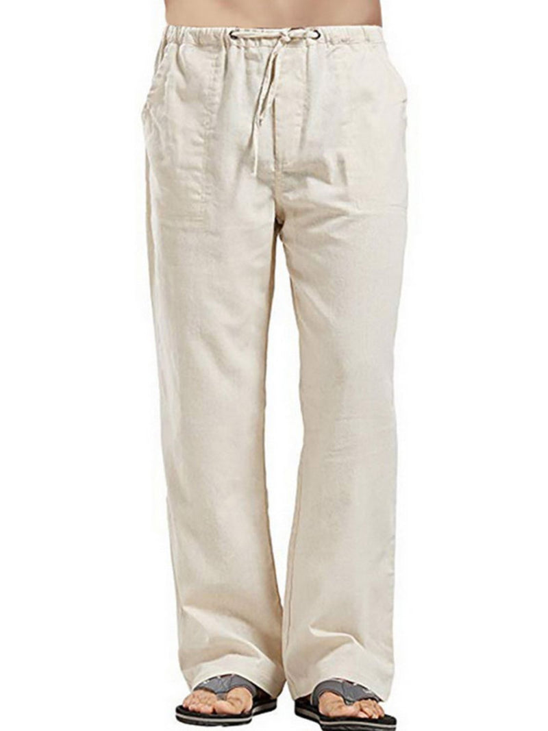 Men's Full Size Drawsting Straight Leg Pants Plus Size Khaki