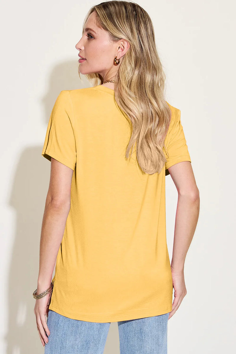 Basic Bae Bamboo Full Size V-Neck High-Low T-Shirt 2